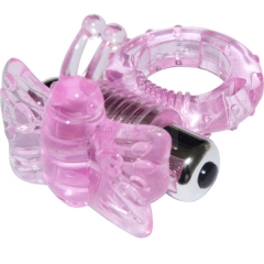 Crystal Vibrating Cock Ring Silicone Butterfly Pen